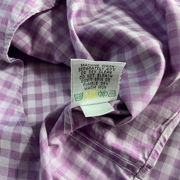 Bugatchi Dress Shirt Men’s Size L Purple Check Flip Turn Contrast Cuff - Picture 12 of 12